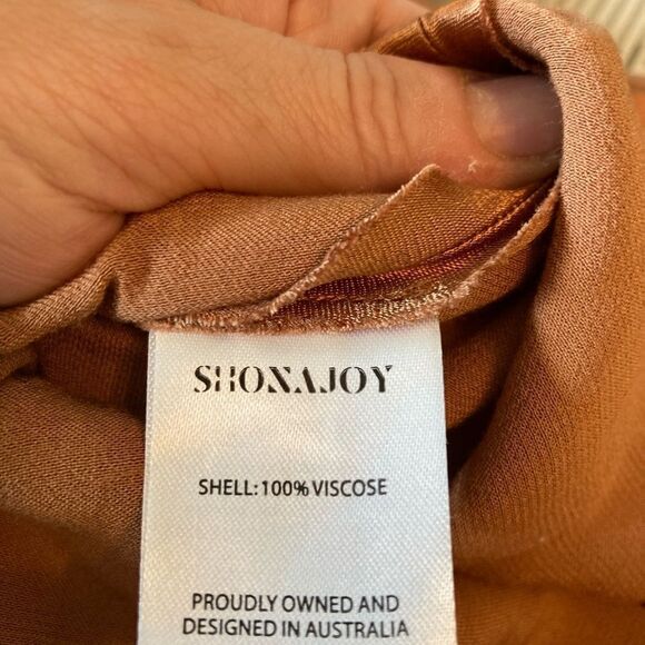 Shona Joy BNWT Copper Satin Dress w/ low open back that ties & matching belt - Picture 12 of 13